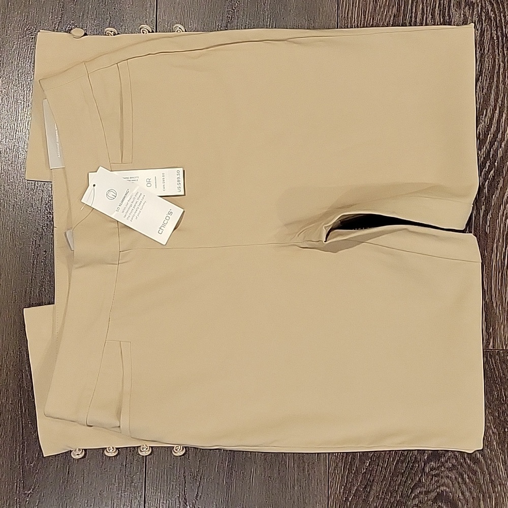 ❤️ NWT! CHICO'S SO SLIMMING BRIDGETTE SLIM LEG PUL ON BUTTON HEM PANTS, 4 (27)